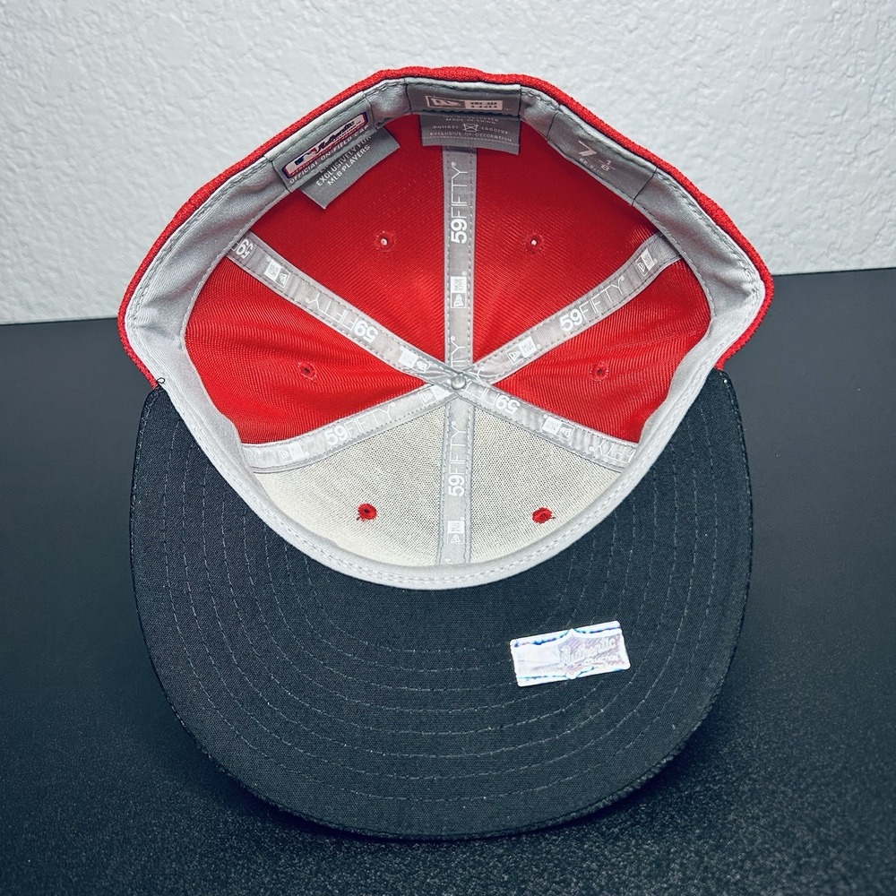 New Era 59FIFTY Cincinnati Reds Mr Red Fitted Hat 7 1/8 MLB On Field Cap Red - Picture 8 of 12